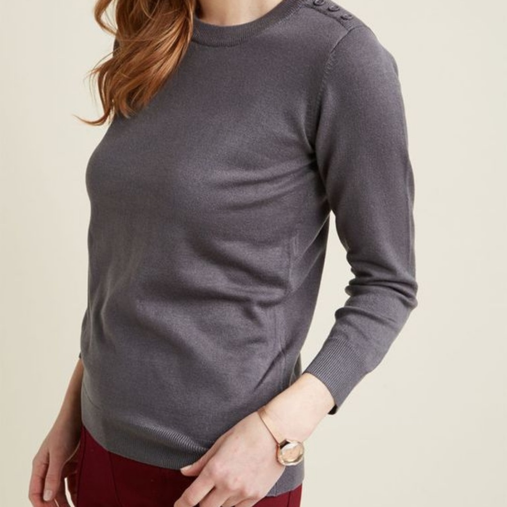 ModCloth Charter School Pullover Sweater in Gray